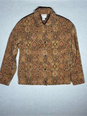 Vintage Coldwater Creek Tapestry Jacket in Brown & Gold Mosaic